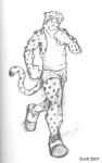  2001 anthro athletic athletic_anthro athletic_male biped bottomwear cheetah circles_(comic) clothed clothing dipstick_tail facial_markings felid feline fist footwear front_view fully_clothed fur greyscale head_markings jogging k-9 ken_brassai low_res male mammal markings monochrome shirt shoes shorts sketch solo spots spotted_body spotted_fur spotted_markings spotted_tail tail_markings tank_top topwear traditional_media_(artwork) 