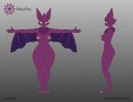  absurd_res alma_(mrsk) anthro areola big_breasts big_ears breasts chiropteran claws curvy_figure decafox ear_piercing eyelashes fangs female front_view fur genitals hair hi_res mammal model_sheet navel neck_tuft nipples nude piercing purple_body purple_fur purple_hair pussy short_hair side_view solo t-pose thick_thighs tuft voluptuous wide_hips wings yelow_eyes 