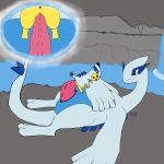  1:1 blubluumon cosplay digital_media_(artwork) duo female feral genitals hi_res legendary_pok&eacute;mon lugia male male/female nintendo penetration penis pikachu pok&eacute;mon pok&eacute;mon_(species) size_difference vaginal vaginal_penetration video_games 