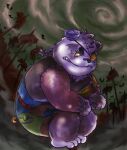 2021 alp_(tas) anthro biped black_nose clothed clothing death detailed_background fururin555 giant_panda group halloween halloween_costume holidays kemono lifewonders male mammal night outside overweight overweight_male purple_body solo_focus tokyo_afterschool_summoners ursid video_games white_body 