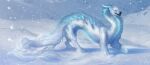  asian_mythology black_lips blue_body blue_eyes blue_fur blue_horn blue_pawpads blue_scales dragon east_asian_mythology eastern_dragon feral fur furred_dragon hi_res horn isvoc lips mythology pawpads paws scales snow snowing solo walking whiskers white_body white_fur wingless_dragon 