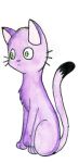  domestic_cat felid feline felis female feral full-length_portrait green_eyes hi_res mammal portrait purple_body selinatc solo traditional_media_(artwork) whiskers 