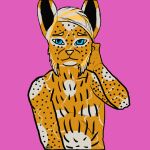  1:1 anthro blue_eyes felid feline feminine_pose kibara lynx male mammal marbled_fur mistedpaws solo 