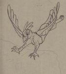  absurd_res avian beak bird_feet cat_tail eye_markings feathered_crest feathered_wings feathers felid feline flying gryphon head_crest hi_res lynx male mammal markings mythological_avian mythology paws saewin solo unknown_artist wings 