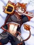  2021 3:4 absurd_res anthro anthrofied biped black_bottomwear black_clothing black_shirt black_topwear blue_eyes bottomwear brown_body brown_fur brown_hair chain clothed clothing date disney felid fur hair hi_res jewelry keyblade kingdom_hearts lion lion_sora male mammal melee_weapon mouth_hold necklace object_in_mouth pantherine raised_clothing raised_shirt raised_topwear shirt solo sora_(kingdom_hearts) square_enix tail_tuft teeth topwear tuft ventkazemaru video_games weapon 