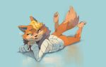  3_toes animal_crossing anthro audie_(animal_crossing) bottomless butt canid canine canis clothed clothing edtropolis feet female hi_res hoodie looking_at_viewer mammal nintendo smile solo toes topwear video_games wolf 