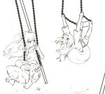  2021 action_pose aniko_rose anthro aogami canid canine canis clothed clothing domestic_cat domestic_dog dress duo felid feline felis female fur greyscale hair hi_res looking_back mammal monochrome pose selene_blackcat swinging swings swingset 