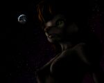  2015 5:4 anthro areola breasts bust_portrait chip_&#039;n_dale_rescue_rangers cosmic_background disney female gadget_hackwrench giga green_eyes hair macro mammal mouse murid murine nipples nude_female orange_hair planet_earth portrait rodent starry_background tan_body xtreme7 