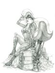  2021 anthro baron_engel bethesda_softworks boots bra breasts canteen cleavage clothed clothing eyebrows eyes_closed eyewear eyewear_on_head fallout female footwear goggles goggles_on_head graphite_(artwork) greyscale hair hi_res high_heeled_boots high_heels laser_gun long_hair mammal mephitid monochrome open_clothing open_mouth pencil_(artwork) pip-boy pouring pouring_onto_self ranged_weapon rosemary_parker_(character) sitting skunk solo traditional_media_(artwork) underwear vault_suit video_games water weapon 