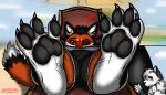  4_toes 5_toes absurd_res anthro barefoot beach between_toes black_claws black_ears black_hair black_nose black_pawpads boxer_briefs brown_eyes canid canine chair claws close-up clothing duo erickredfox feet felid foot_focus fox fur furniture hair hands_behind_head hi_res larger_anthro larger_male looking_at_another looking_at_viewer lying macro male male/male mammal markings micro micro_on_macro multicolored_body multicolored_fur on_back one_eye_closed pantherine pawpads paws red_body red_fur red_tail redrick_(erickredfox) resting sea seaside size_difference sky smaller_anthro smaller_male smile smiling_at_viewer soles tiger toes two_tone_body two_tone_fur umbrella underwear water white_body white_fur yellow_eyes 
