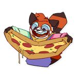  1:1 ailurid alpha_channel anthro border clothing eyewear food g1g4d0d1k glasses holding_food holding_object hoodie male mammal pizza red_panda smile solo thomas_miles topwear transparent_border 