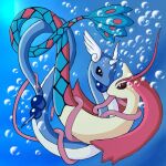  1:1 aquatic_dragon dragon dragonair duo female female/female horn long_tongue marine milotic nintendo pok&eacute;mon pok&eacute;mon_(species) reptile scalie tongue unknown_artist video_games wings 