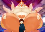 absurd_res anthro big_breasts breasts convenient_censorship crouching female floatzel fur hi_res human larger_female male mammal megane_inu multicolored_body multicolored_fur nintendo pok&eacute;mon pok&eacute;mon_(species) size_difference smaller_male thick_thighs two_tone_body two_tone_fur video_games 