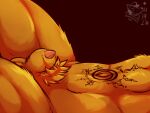  4:3 animal_genitalia animal_penis anthro balls canid canine canine_penis dated fox fur genitals kurama male mammal naruto navel nude orange_body orange_fur penis penis_tip sheath simple_background solo tattoo ventkazemaru 