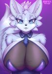  2021 anthro big_breasts blue_eyes breasts canid canine clothed clothing complextree eir_(complextree) eyebrows eyelashes fangs female fox fur hi_res huge_breasts inner_ear_fluff looking_at_viewer mammal pupils shoulder_tuft slit_pupils solo tuft 