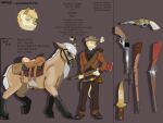  absurd_res anthro bandolier bedroll belt belt_buckle bird_dog black_body black_fur black_markings blonde_hair blue_eyes boots bottomwear brown_eyes canid canine canis chaps chin_tuft clothed clothing cowboy cowboy_hat denim denim_clothing detailed digital_drawing_(artwork) digital_media_(artwork) dobermann domestic_dog double_barrel_shotgun english_text equid equine facial_scar facial_tuft fan_character female feral footwear full-length_portrait fur golden_retriever great_dane gun hair handgun hat headgear headshot_portrait headwear hi_res holding_object holding_weapon holster hooves horse hunting_dog jacket jeans knife looking_at_viewer lowered_tail male mammal markings mastiff mixed_breed model_sheet molosser pants pinscher portrait ranged_weapon red_dead_(series) retriever revolver rifle rockstar_games saddle saddle_bag scar scope shaded shotgun simple_background standing stirrups stubble tan_body tan_fur text topwear vest video_games weapon white_body white_fur white_hair white_markings yellow_body yellow_fur zer0rebel4 