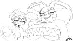  anthro big_breasts breasts cammy cammy_amelia chameleon durg_(artist) lizard monochrome monster original_characters reptile scalie sharp_teeth size_difference teeth voronica 