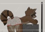  against_surface alien anthro auronroo biped briefs brown_body brown_fur butt clothing fur furgonomics glass guardians_of_the_galaxy male mammal markings marvel moon on_glass print_briefs procyonid raccoon ring_(marking) ringtail rocket_raccoon solo tail_markings underwear 