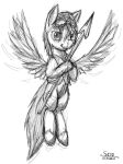  cutie_mark equid equine eyewear eyewear_on_head fan_character feathered_wings feathers feral flying goggles goggles_on_head hasbro hi_res hooves male mammal mane monochrome my_little_pony pegasus quadruped seaward_skies seto_scribbles solo wings 