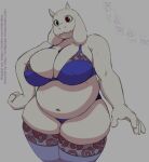  5_fingers anthro badgengar big_breasts boss_monster bovid bra breasts caprine cleavage clothed clothing color_edit colored curvy_figure edit english_text female fingers floppy_ears fur goat hand_on_hip hidoihito huge_breasts legwear lingerie long_ears looking_at_viewer mammal mature_anthro mature_female nipple_outline overweight overweight_anthro overweight_female portrait solo squish standing stockings text thick_thighs thigh_highs thigh_squish three-quarter_portrait toriel undertale undertale_(series) underwear url video_games voluptuous white_body white_fur wide_hips 