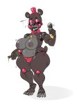  2021 animatronic anthro big_breasts bottle bow_tie breasts clothed clothing crossgender curvy_figure drunk female five_nights_at_freddy&#039;s full-length_portrait half-closed_eyes hat headgear headwear heterochromia hi_res holding_bottle holding_microphone holding_object lefty_(fnaf) machine mammal mhdrawin microphone mtf_crossgender narrowed_eyes nipples open_mouth panties portrait robot solo substance_intoxication text top_hat topless underwear ursid video_games voluptuous 