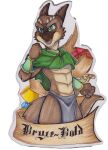  absurd_res alpha_channel anthro badge biped bottomwear bracelet brown_body bryce_daeless claws clothing countershading green_eyes hi_res horn jewelry kobold loincloth male map pupils slit_pupils tan_body theredghost traditional_media_(artwork) 