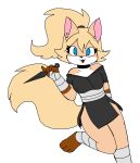  anthro blue_eyes canid canine clothed clothing female fox hair hi_res karmi_(pencil_bolt) looking_at_viewer looking_pleasured mammal ninja pencil_bolt ponytail ranged_weapon running shuriken solo standing underwear warrior weapon 