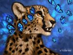  2021 amber_eyes ambiguous_gender black_lips brown_body brown_fur cheetah digital_media_(artwork) felid feline feral flashw fur lips mammal open_mouth smile solo spots spotted_body spotted_fur teeth tongue 