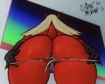  2021 anthro anthrofied avian big_butt blaziken butt clothed clothing female fingers nintendo pok&eacute;mon pok&eacute;mon_(species) pok&eacute;morph presenting presenting_hindquarters red_body signature sligarthetiger solo thick_thighs thong underwear undressing video_games 