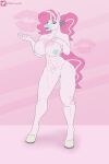  absurd_res anthro athletic athletic_anthro athletic_female big_breasts breasts equid equine female hair hi_res hooves horn huniepi mammal nipples nude pink_hair simple_background solo unibro_pi unicorn 