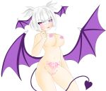  &lt;3 &lt;3_eyes alpha_channel bat_wings blush breasts demon demon_humanoid female gachapon genitals hair head_wings humanoid lilith_(lunime) lunime membrane_(anatomy) membranous_wings navel nipples not_furry nude pink_eyes purple_tail purple_wings pussy short_hair simple_background solo spade_tail transparent_background unknown_artist white_hair wings womb_tattoo 