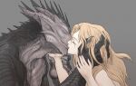  4_horns duo eyes_closed female female_on_humanoid hand_on_head horn human humanoid interspecies kissing larger_male male male/female mammal monster multi_horn muscular muscular_male nude scalie size_difference smaller_female smaller_human unrealien1 virginwhore wrist_grab 