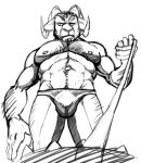  2_horns 5_fingers abs anthro arm_hair biceps big_biceps big_deltoids big_muscles big_pecs big_quads body_hair bovid bristol bulge caprine chest_hair closed_frown clothed clothed_anthro clothed_male clothing collar deltoids digital_media_(artwork) fingers first_person_view front_view greyscale half-closed_eyes head_horn horn humanoid_hands leash leash_pull looking_down_at_viewer low-angle_view male male_anthro mammal manly monochrome muscular muscular_anthro muscular_male narrowed_eyes navel nipples pecs simple_background sketch skimpy solo spiked_collar spikes topless topless_anthro topless_male white_background 