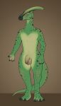  2019 anthro balls dinosaur flaccid genitals hadrosaurid hi_res male nude ornithischian parasaurolophus penis reptile scalie solo taerellis yaroul 