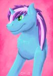  absurd_res blue_body equid equine fan_character feral green_eyes gyro_tech gyrotech hair hasbro hi_res horn male mammal mane my_little_pony pink_hair portrait quadruped scruffasus smile solo unicorn unicorn_horn 