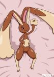  39coit absurd_res bedroom_eyes big_ears blush brown_body brown_fur dakimakura_design female fur genitals hi_res lagomorph lopunny mammal narrowed_eyes nintendo on_model pink_eyes pink_nose pok&eacute;mon pok&eacute;mon_(species) pussy seductive simple_background smile solo spread_legs spreading thick_thighs video_games yellow_body yellow_fur 