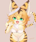  2021 5_fingers absurd_res akira_3r alternate_version_at_source anthro bandage blonde_hair blush breasts brown_body brown_fur brown_hair claws cleavage clothed clothing cute_fangs felid female finger_claws fingers fluffy fur green_eyes hair hi_res kemono looking_at_viewer mammal mia_(world_flipper) multicolored_body multicolored_fur multicolored_hair multicolored_tail neck_tuft open_mouth pantherine signature solo tiger tongue tuft white_body white_fur white_hair world_flipper yellow_body yellow_fur 