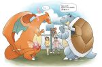  ambiguous_gender blastoise charizard clothing detailed_background female feral group human japanese_text magami_tobazu male mammal nintendo pok&eacute;mon pok&eacute;mon_(species) shell text translation_check translation_request video_games wings 