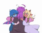  ahoge ambiguous_gender anthro blonde_hair blue_body blue_hair capreoline cervid deltarune embrace female freckles group group_hug hair hi_res hug human humanoid kris_(deltarune) mammal noelle_holiday purple_body purple_hair red_eyes reindeer reptile scalie susie_(deltarune) tiikoma1 undertale_(series) video_games 