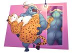  &lt;3 anthro belly benjamin_clawhauser big_butt blush butt butt_grab cheetah chief_bogo disney duo elephantbro felid feline fur hand_on_butt hi_res horn male male/male mammal mirror moobs muscular muscular_anthro muscular_male nipples nude overweight spots spotted_body spotted_fur zootopia 