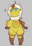  abeegail_(dibujosv12) absurd_res animal_humanoid anthro arthropod arthropod_abdomen arthropod_humanoid bee blush bodily_fluids breasts dibujosv12 fan_character female genital_fluids genitals hi_res humanoid hymenopteran insect lactating non-mammal_breasts pussy pussy_juice simple_background solo unusual_bodily_fluids unusual_genital_fluids unusual_lactation unusual_pussy_juice 