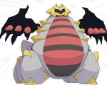  5:4 6_legs absurd_res altered_forme_giratina ambiguous_gender black_sclera claws feral giratina grey_body hi_res horn legendary_pok&eacute;mon nintendo obese overweight pok&eacute;mon pok&eacute;mon_(species) red_eyes simple_background solo standing video_games wings zephy_03 