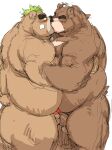  2021 anthro ashigara balls belly blush brown_body duo embrace erection genitals hi_res hug kemono kissing kotobuki lifewonders male male/male mammal overweight overweight_male penis simple_background sketch tokyo_afterschool_summoners ursid video_games white_background 