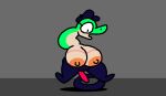  animated anthro big_breasts breasts clothing female lucy_swallows non-mammal_breasts non-mammal_nipples reptile scalie short_playtime snake solo superiorfoxdafox suprised_look torn_clothing unicycle 