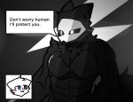  anthro black_body changed_(video_game) dialogue lin_(changed) male puro_(changed) simple_background timingtf_(artist) unknown_species 