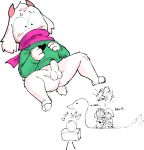  ambiguous_gender anthro anus balls blush bottomless bovid butt butt_grab caprine clothed clothing deltarune duo eyewear genitals glasses hand_on_butt hi_res horn kris_(deltarune) male male/ambiguous mammal penis pink_horn ralsei scarf scut_tail short_tail solo_focus undertale undertale_(series) video_games vitamin_unknown white_body 