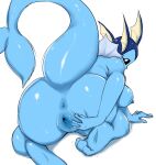  anthro anthrofied anus areola big_butt blue_anus blue_areola blue_body blue_genitals breasts butt eeveelution female fingers genitals hi_res long_tail looking_at_viewer looking_back nintendo non-mammal_breasts non-mammal_nipples nude pok&eacute;mon pok&eacute;mon_(species) pok&eacute;morph presenting presenting_anus presenting_hindquarters presenting_pussy pukemilked pussy simple_background solo spread_pussy spreading vaporeon video_games 