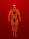  3:4 animated anthro beast_(disambiguation) beast_(disney) beauty_and_the_beast body_hair bouncing_bulge bulge chest_hair disney ear_motion facial_hair happy_trail looking_at_viewer male muscular muscular_male nipples olivepup_00 pecs short_playtime simple_background solo tail_motion tailwag walk_cycle walking 
