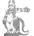  2018 ambiguous_gender anthro biped digitigrade fluffy fluffy_tail fur hi_res mammal mephitid sakamata skunk smile solo standing thick_thighs wide_hips 