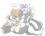  &lt;3 2018 5:4 ambiguous_gender anthro biped blush butt_sniffing duo fluffy fluffy_tail fur hi_res long_tail mammal mephitid motion_lines overweight sakamata sitting size_difference skunk sniffing tail_coil 